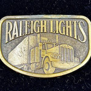 Vintage Belt Buckle Raleigh Lights Semi Truck